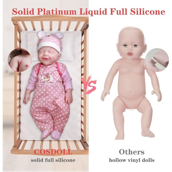 18 inch Full Body Platinum Unpainted Silicone Bald Baby Dolls Newborn Boy - Picture 5 of 7